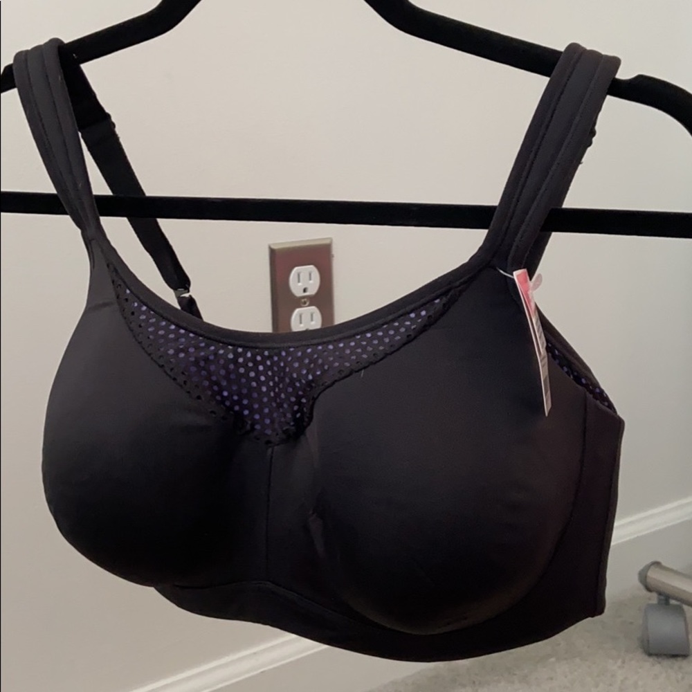 Everyday Full-Coverage Black Bra with Mesh Accent